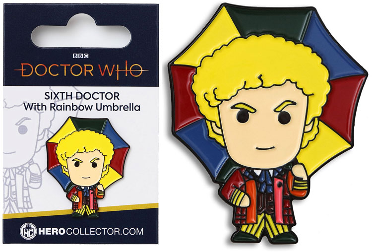 Doctor Who Sixth Doctor with Umbrella Chibi Style Pin Badge